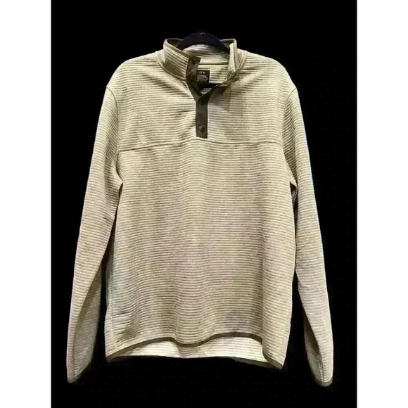 J.Crew Authentic Fleece Size L 1/4 Button Grey Ribbed - Picture 1 of 10